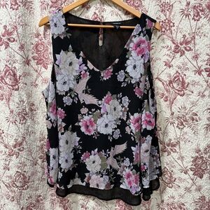 Torrid Floral Sheer Blouse Black Pink Plus Size 2